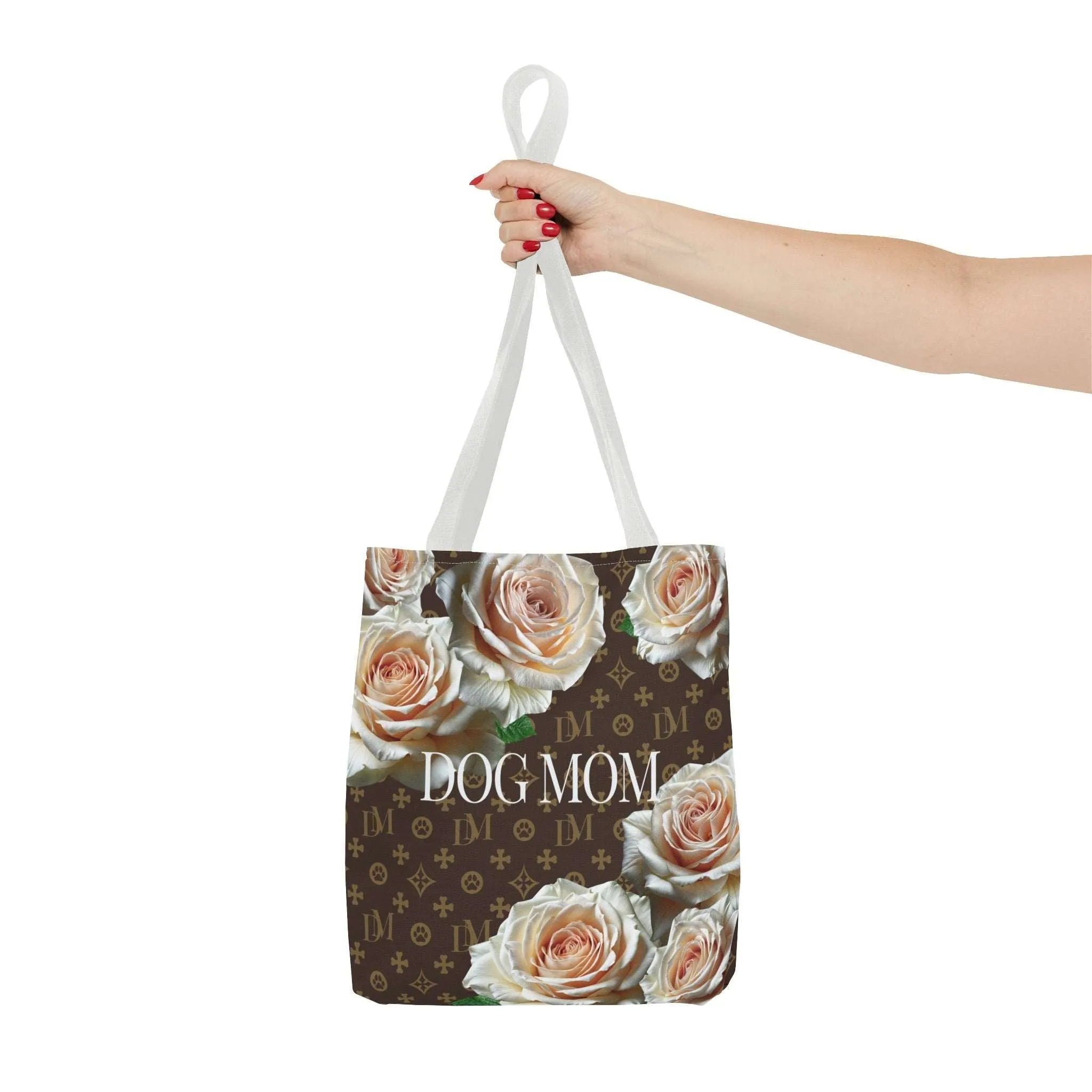 Dog Mom "DM" Signature Motif Champagne Rose Market Tote Bag