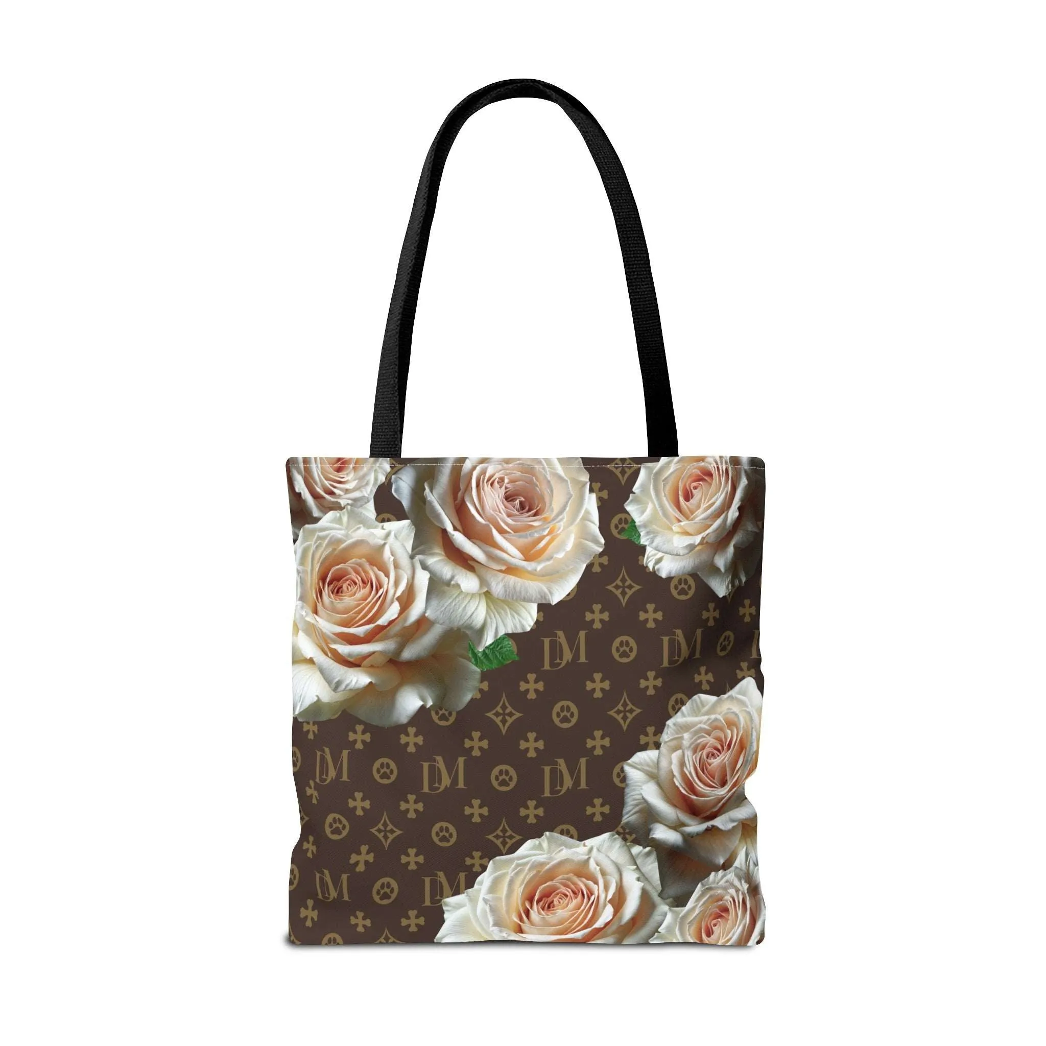 Dog Mom "DM" Signature Motif Champagne Rose Market Tote Bag