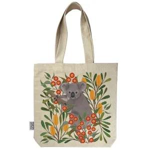 Earth Greetings Organic Cotton Tote Bag with Inner Pocket - Koala Country