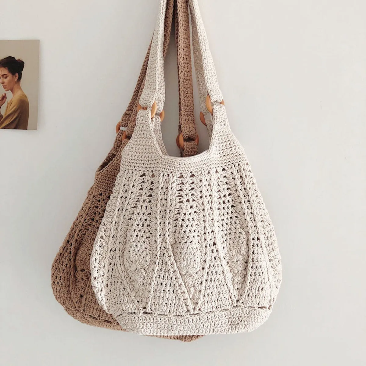 Elena Handbags Retro Artsy Twist Cotton Knitted Bag