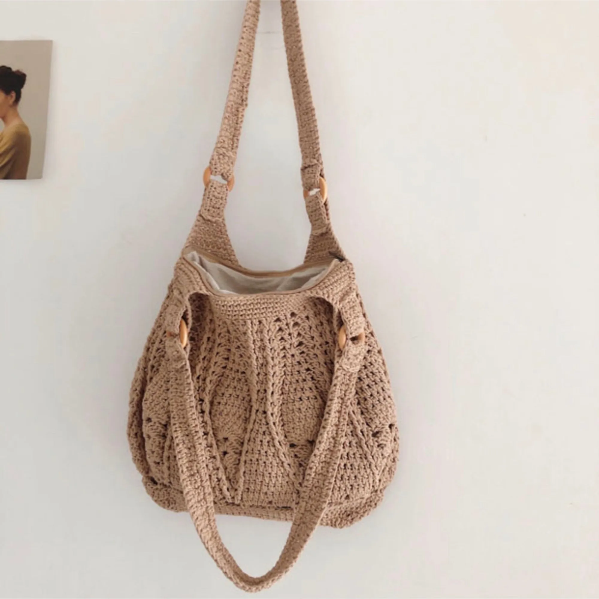 Elena Handbags Retro Artsy Twist Cotton Knitted Bag