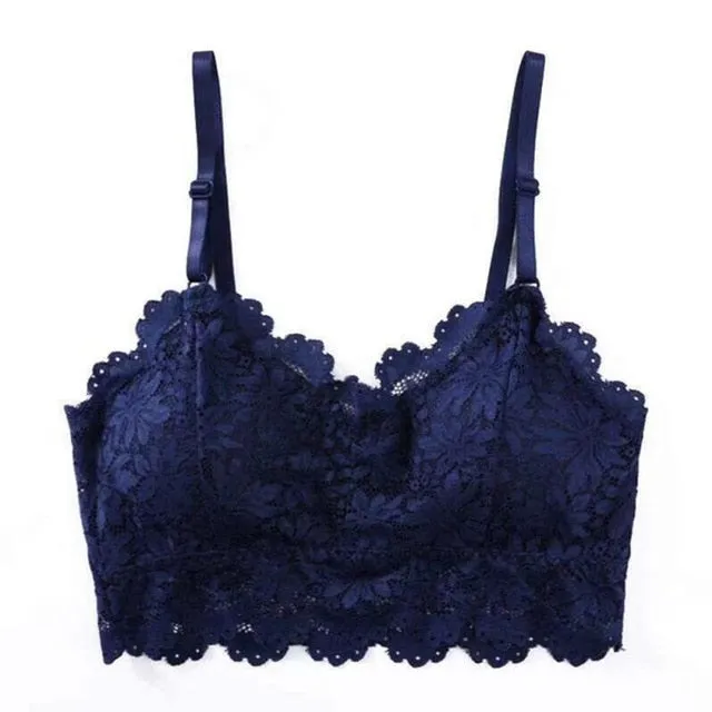 Embroidery Bra Women Wine Red Blue White Black Lace Bralette Plus Size Bra Push Up Wireless Backless Sexy Bras for Women