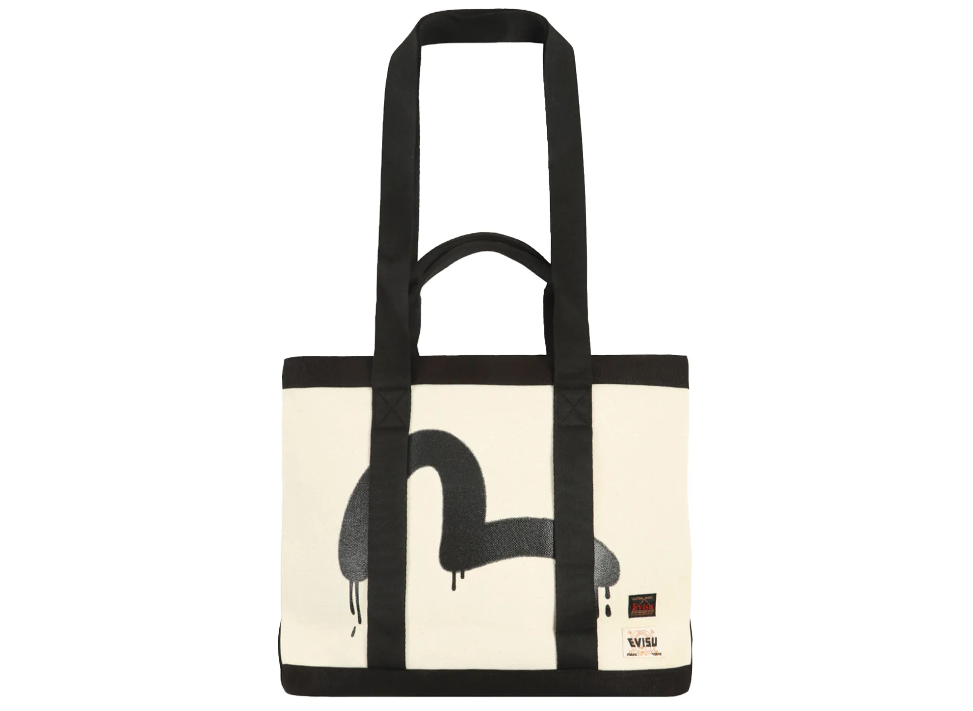 Evisu Graffiti Seagull Print Canvas Tote Bag