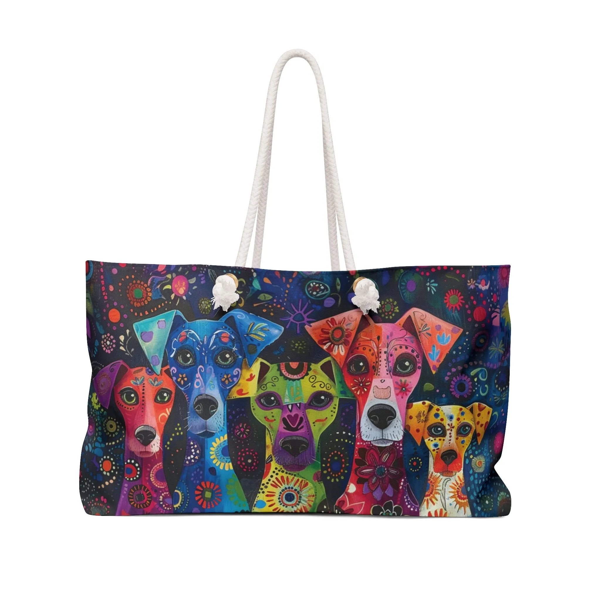 Exotic Whimsical Dog Art Market Weekender Tote Bag