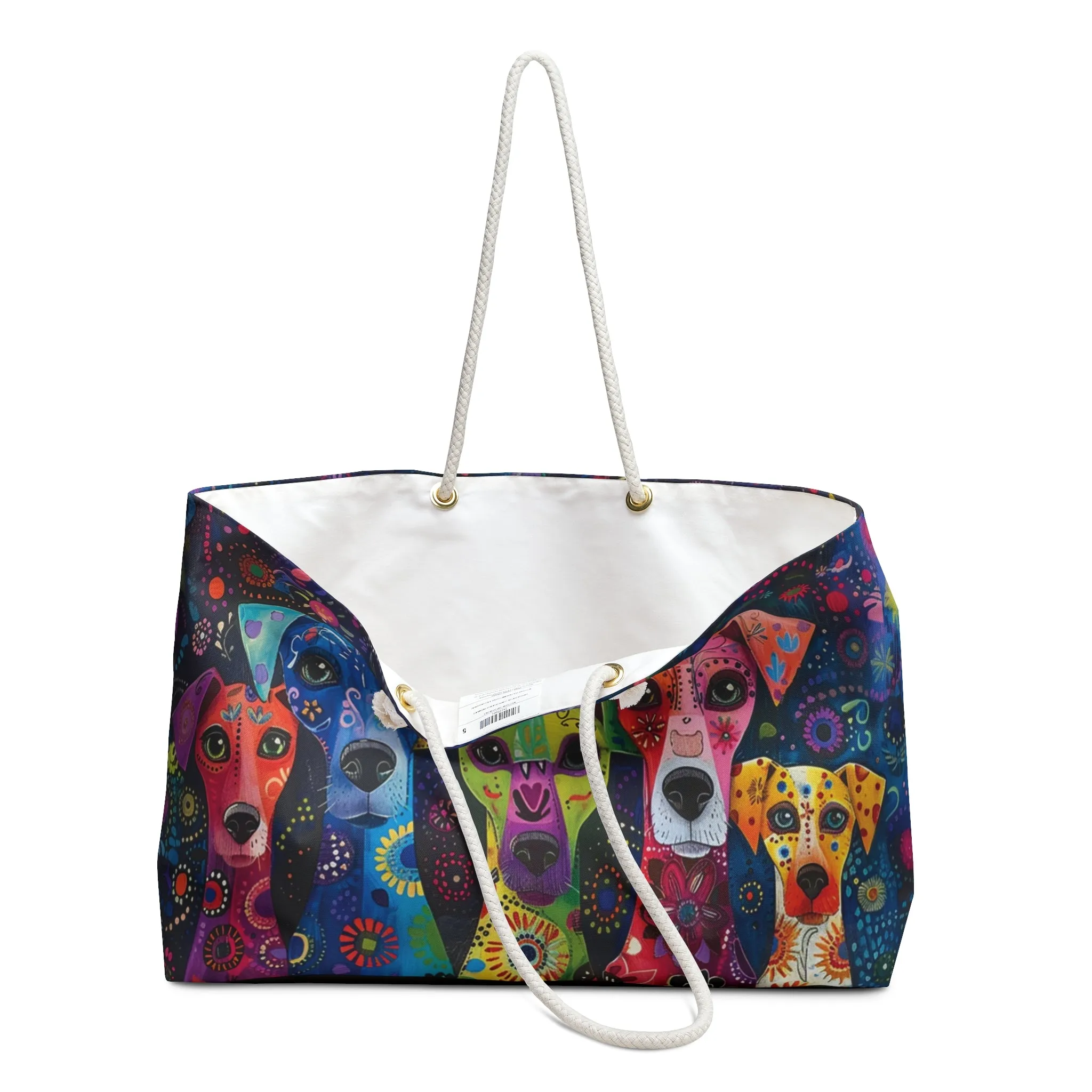 Exotic Whimsical Dog Art Market Weekender Tote Bag