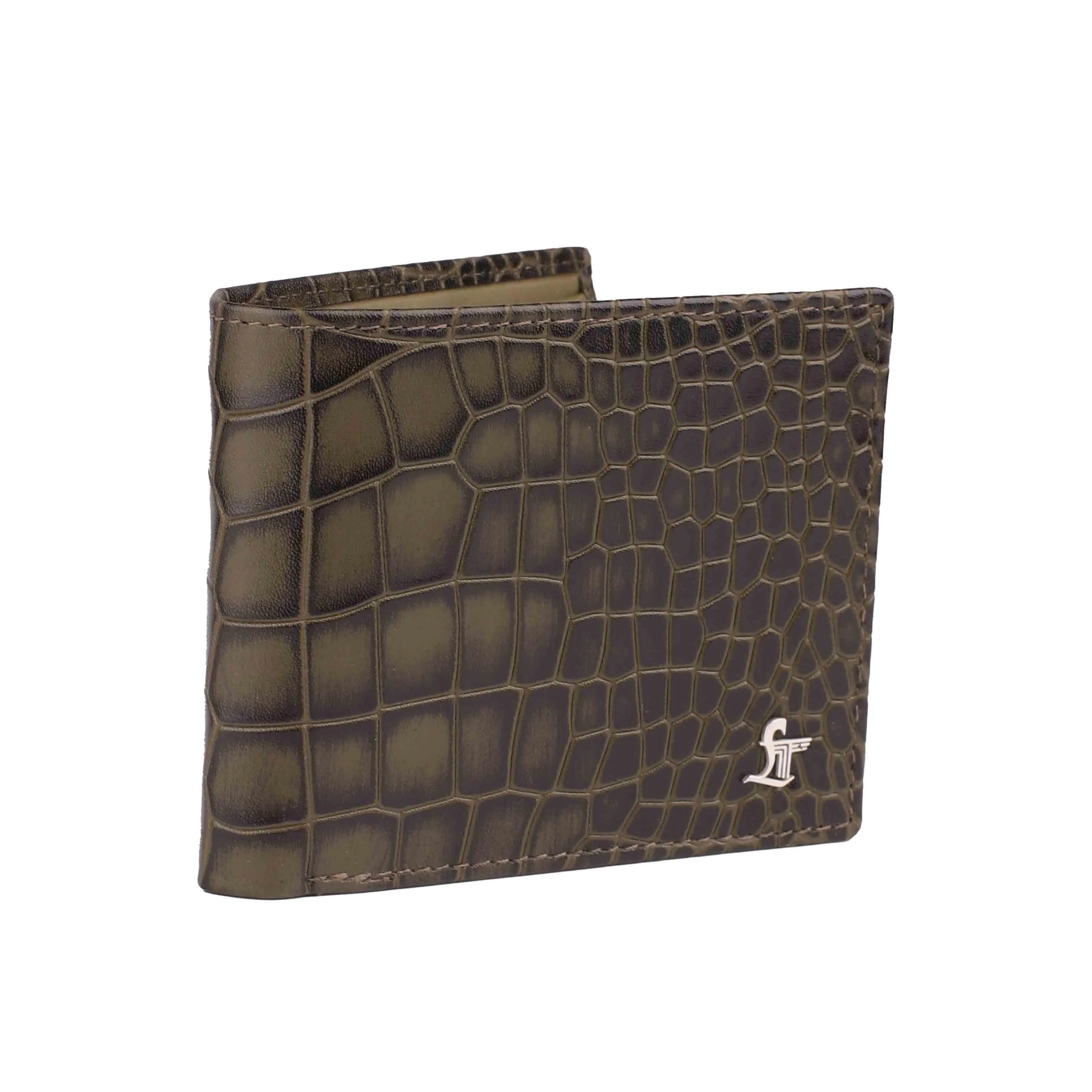 Fab IV Genuine Leather Gent's Wallet | Purse for Men | Money Bag | Color: Croco Green