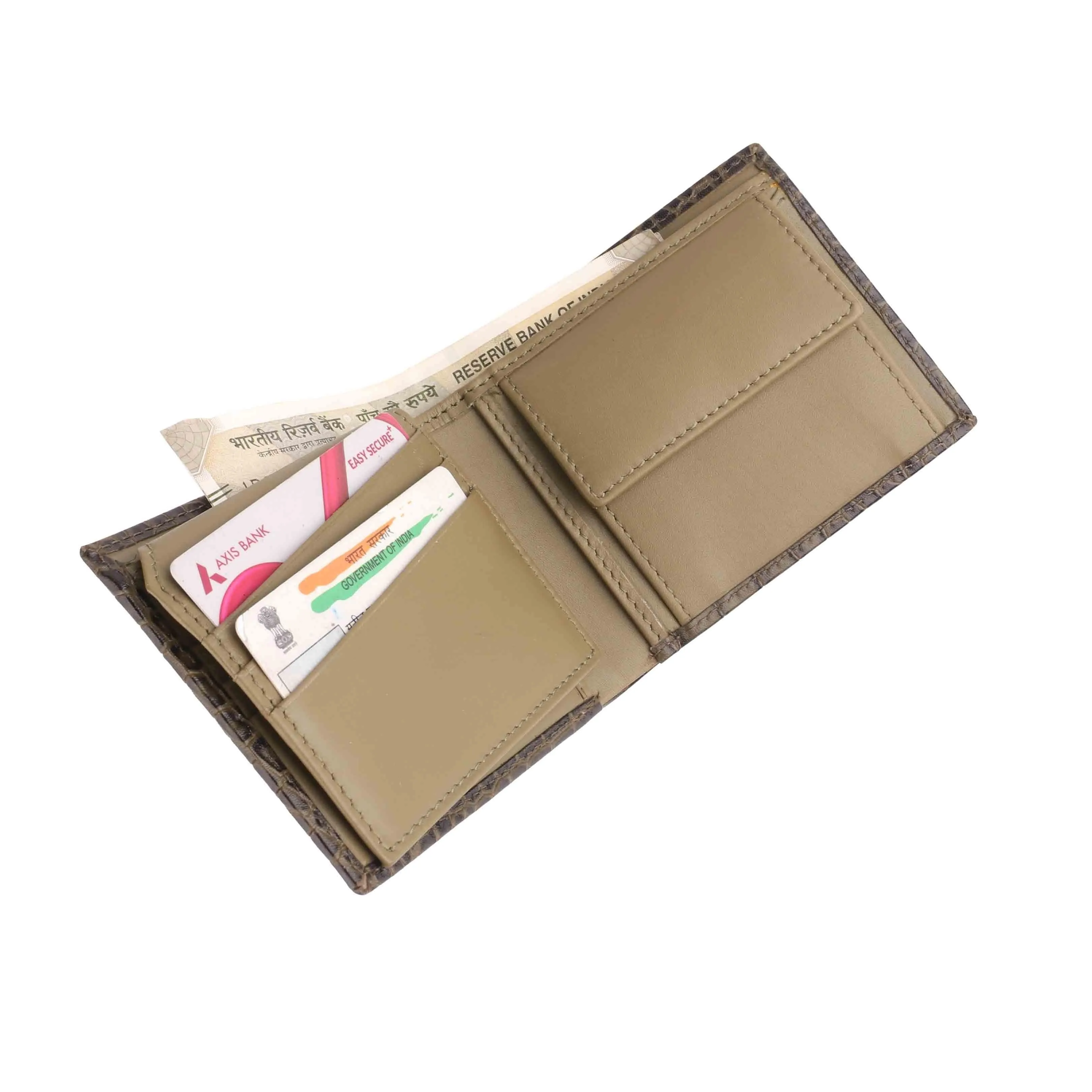 Fab IV Genuine Leather Gent's Wallet | Purse for Men | Money Bag | Color: Croco Green