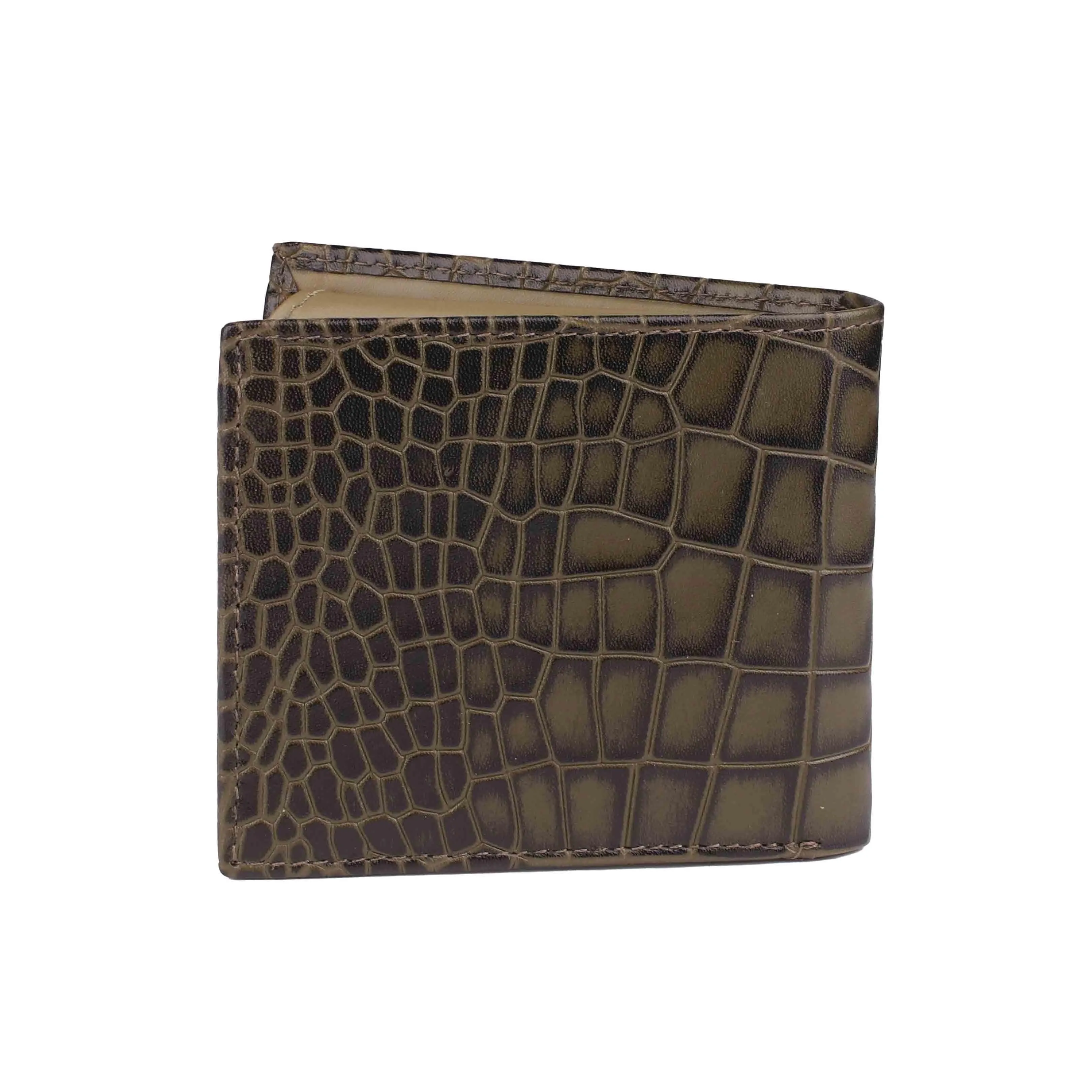 Fab IV Genuine Leather Gent's Wallet | Purse for Men | Money Bag | Color: Croco Green