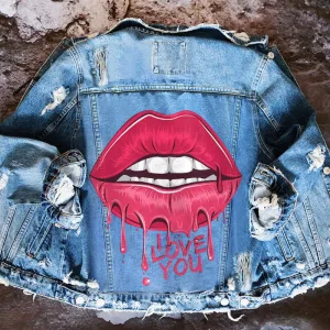 Fashion trendy cool graffiti illustration denim jacket