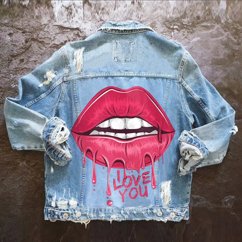 Fashion trendy cool graffiti illustration denim jacket