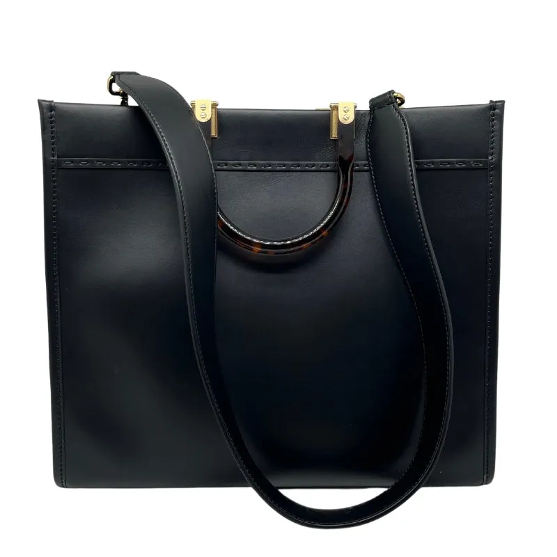 Fendi Sunshine Medium Black Leather Shopper Tote