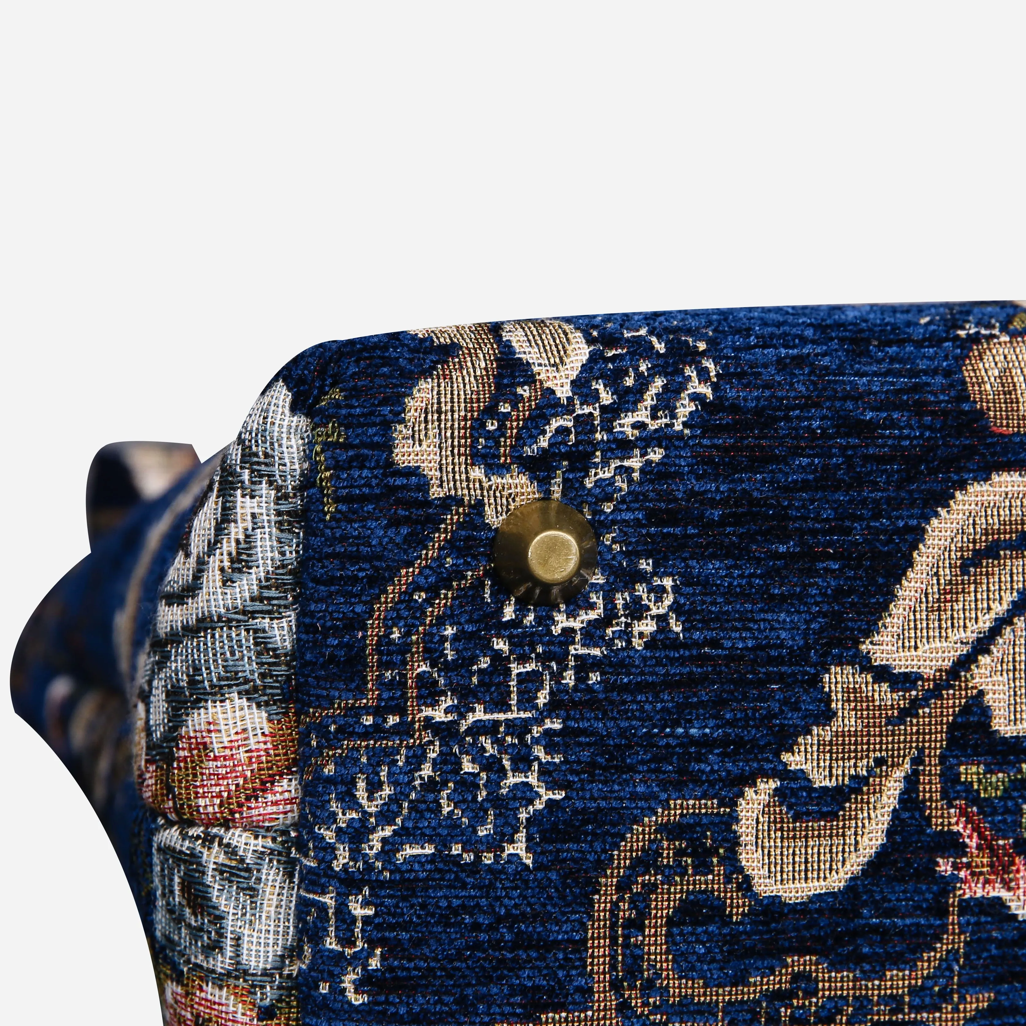 Floral Blue Tuck Lock Carpet Satchel