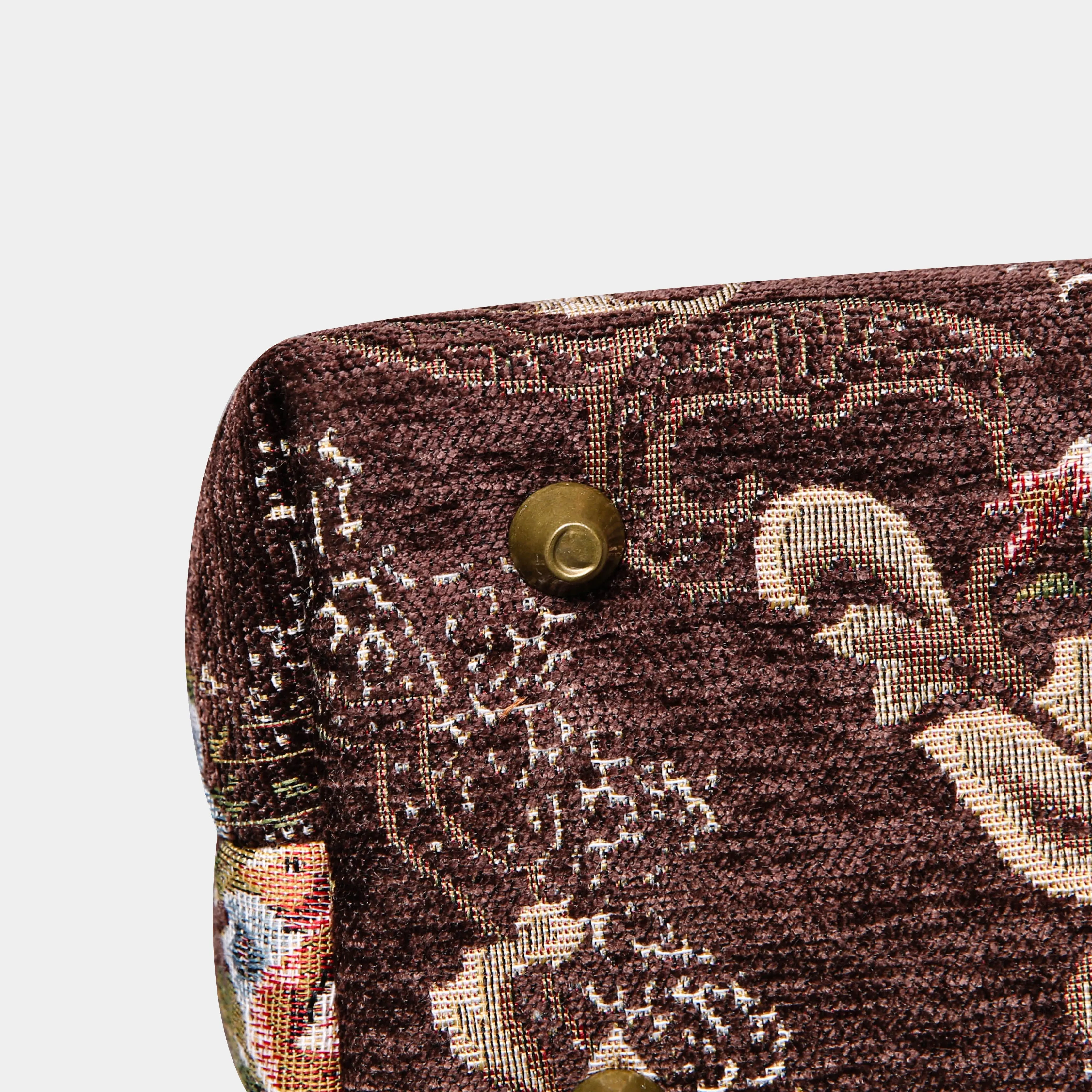 Floral Coffee Tuck Lock Carpet Satchel