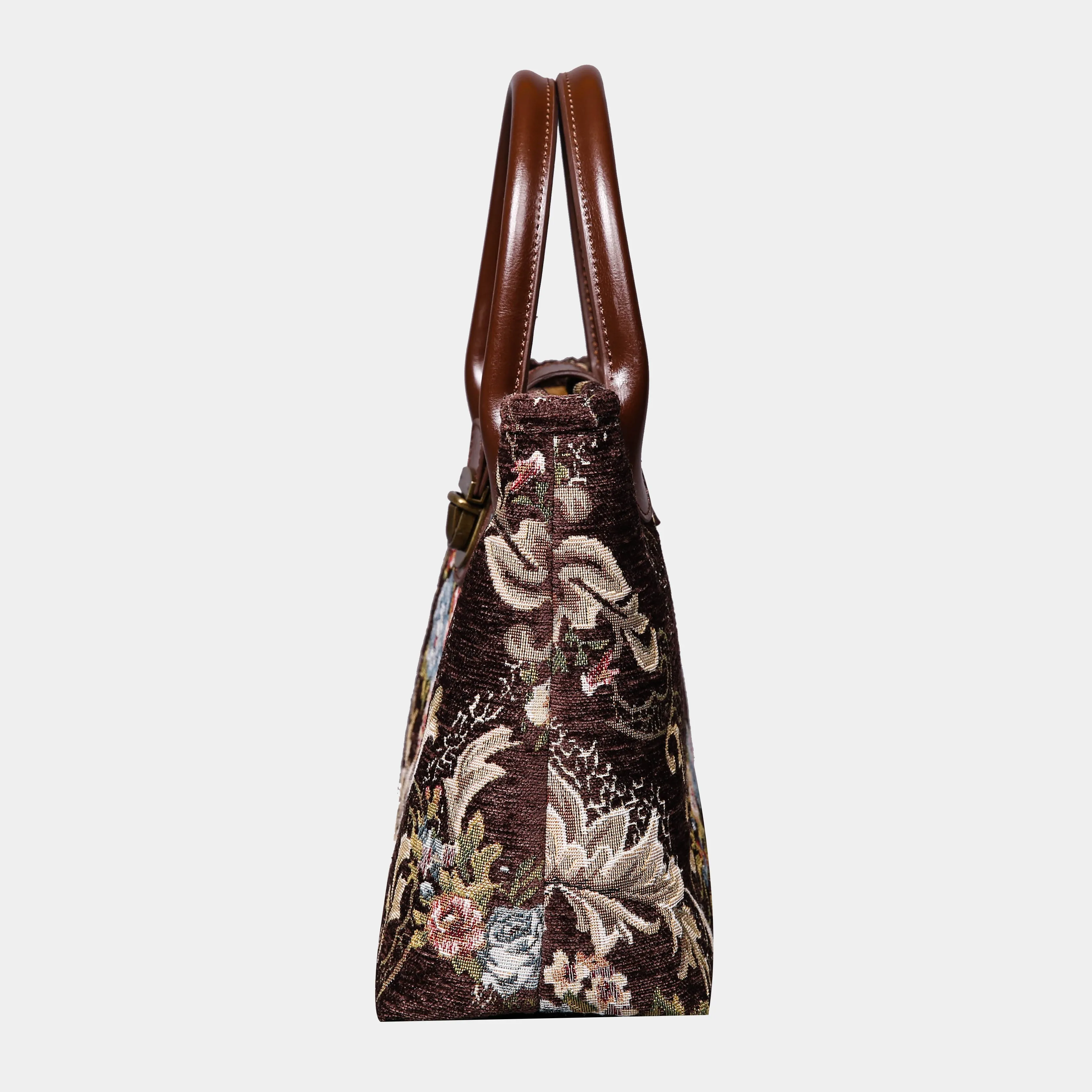 Floral Coffee Tuck Lock Carpet Satchel