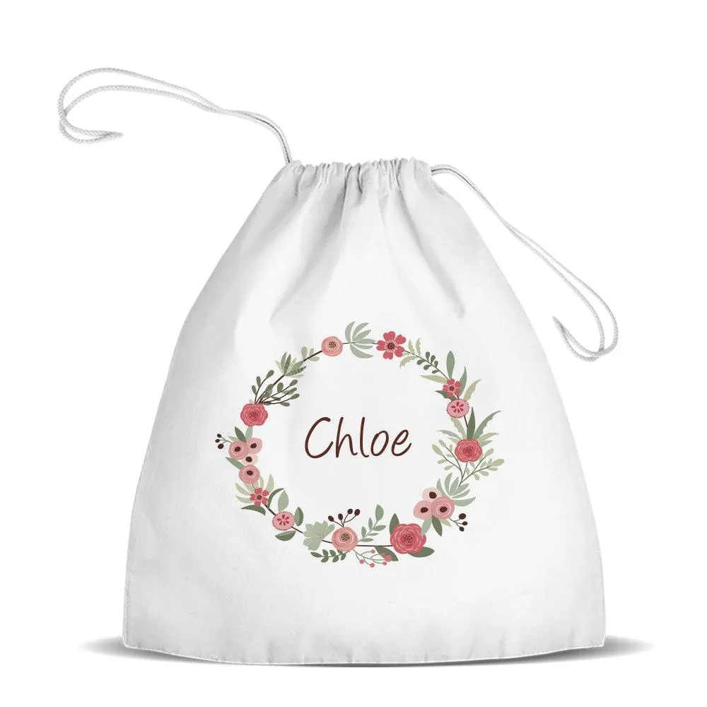 Flower Wreath Premium Drawstring Bag