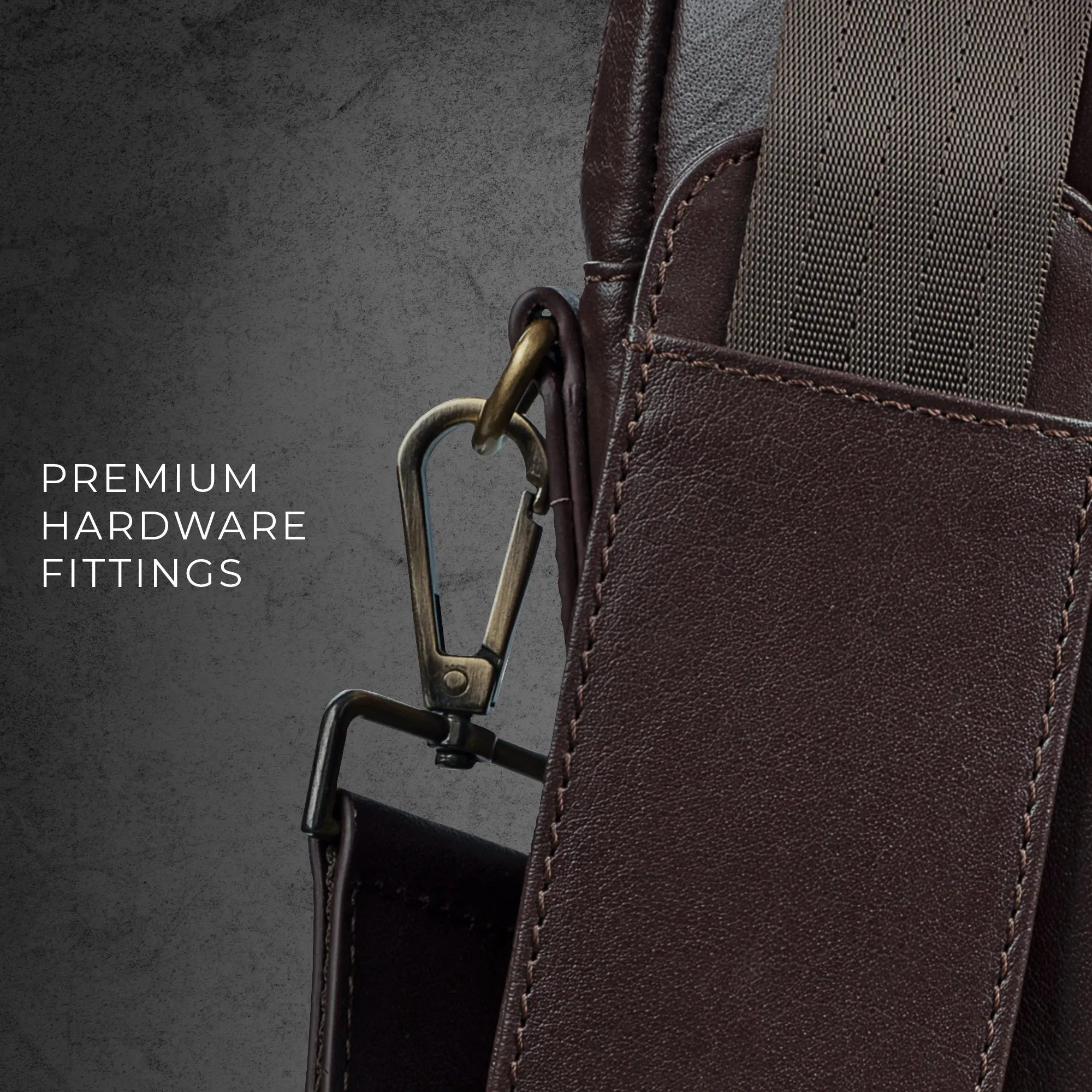 Fortune Series Single Zipper Leather Portfolio Bag for Men | Genuine Leather Laptop Bag | Color: Brown & Black