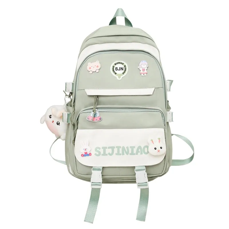 Girl Pink Harajuku Kawaii Badge Book Bag Women Travel School Bags Female Cute Nylon Laptop College Backpack Lady Student Fashion