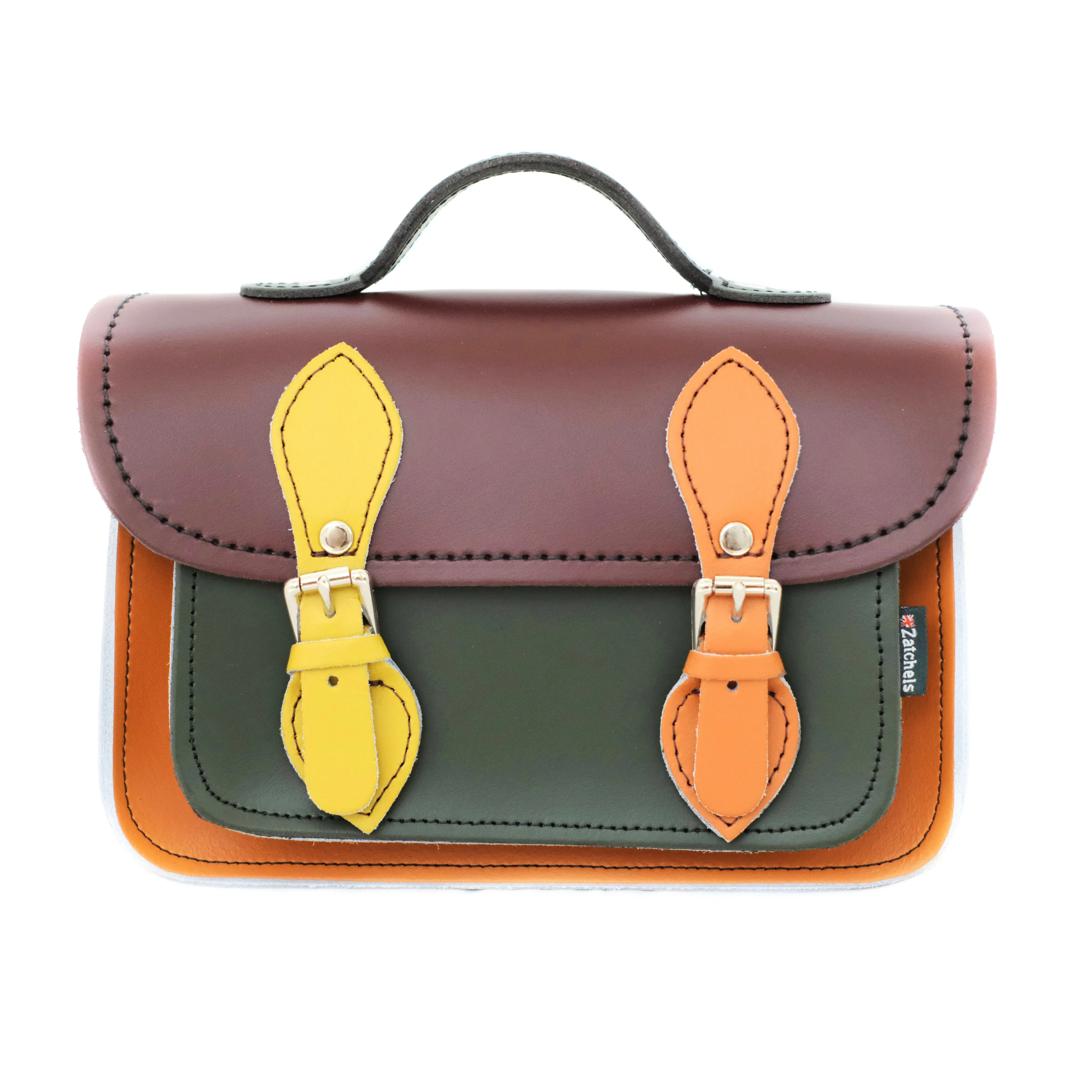 Handmade Leather Micro Satchel - Autumnal Kaleidoscope