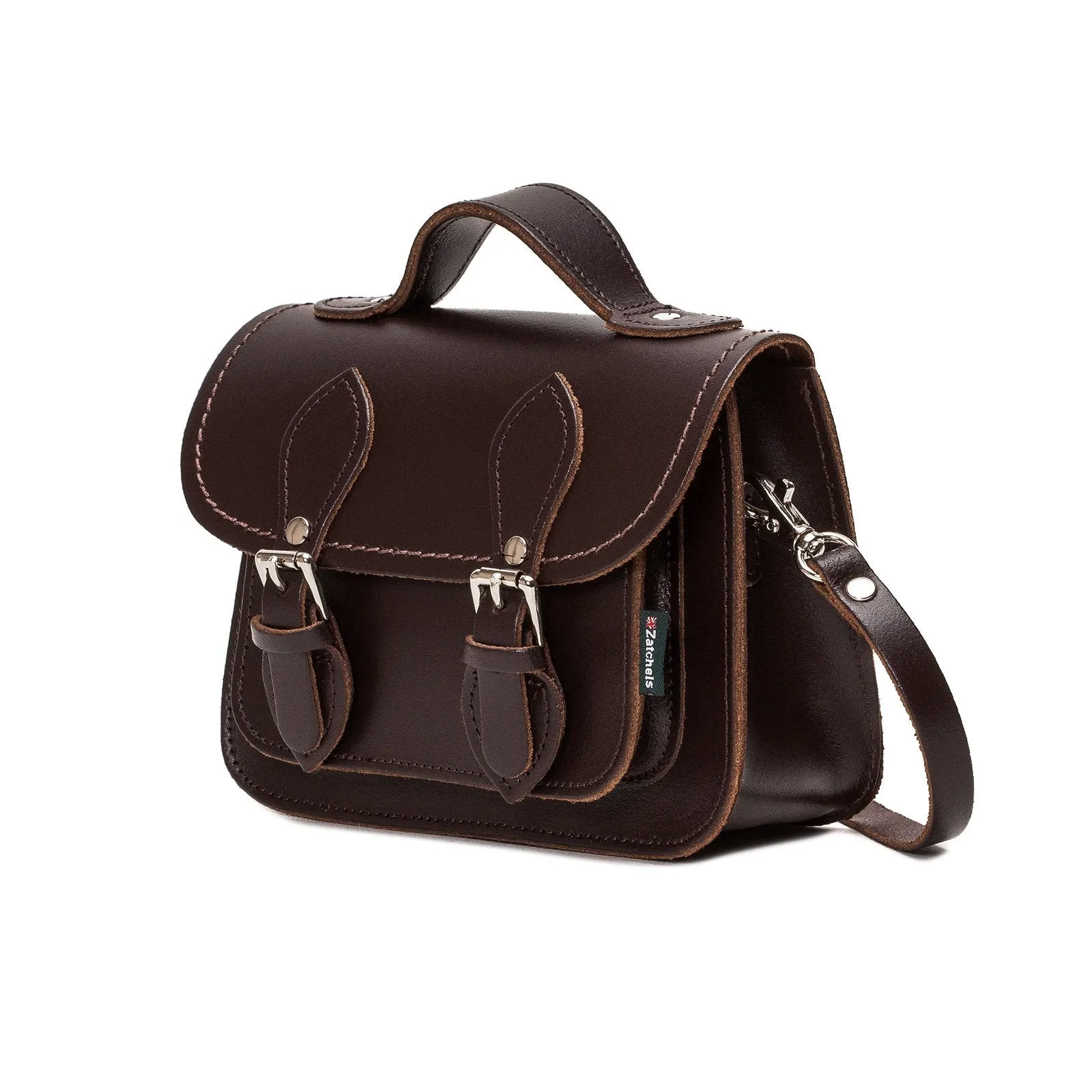 Handmade Leather Micro Satchel - Dark Brown