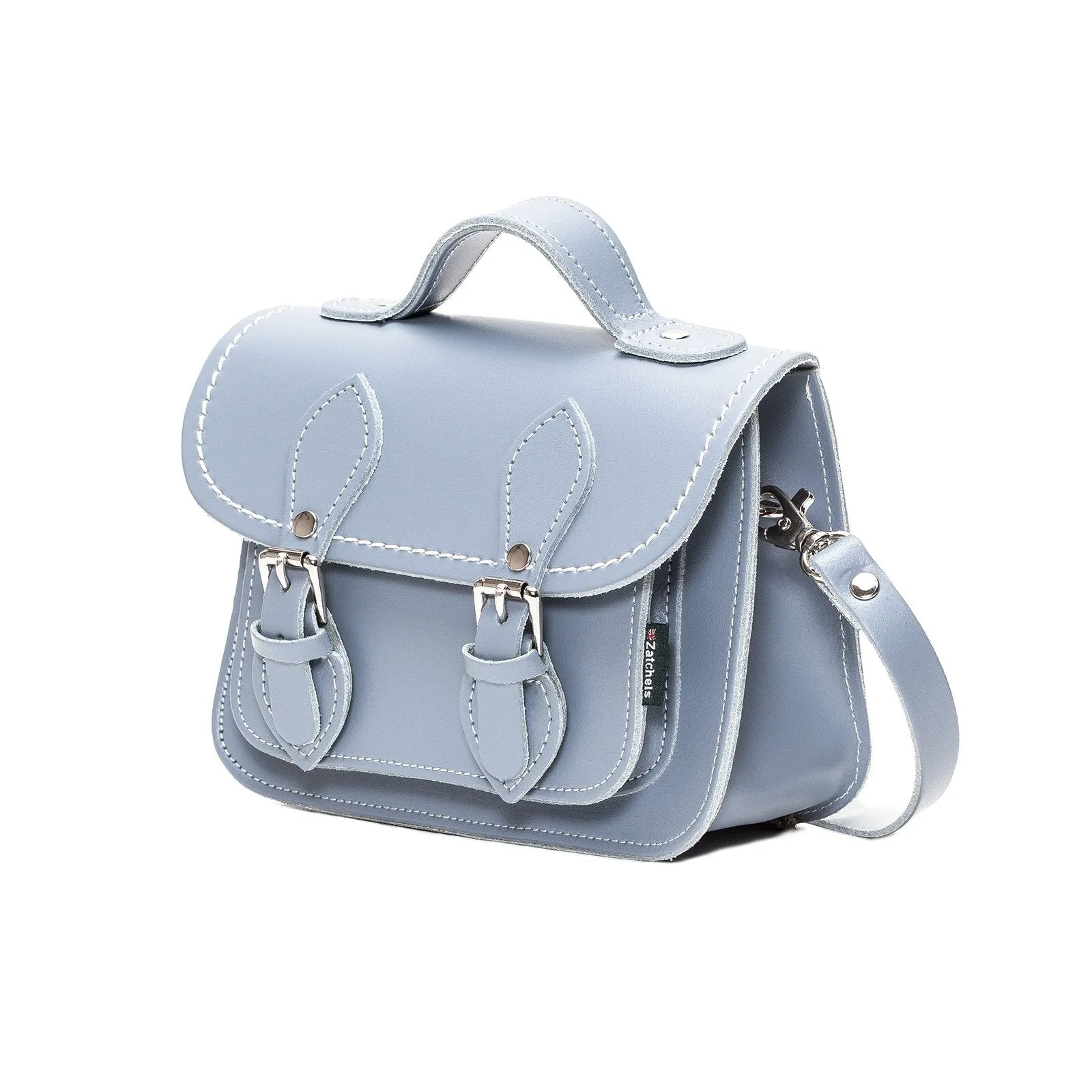 Handmade Leather Micro Satchel - Lilac Grey