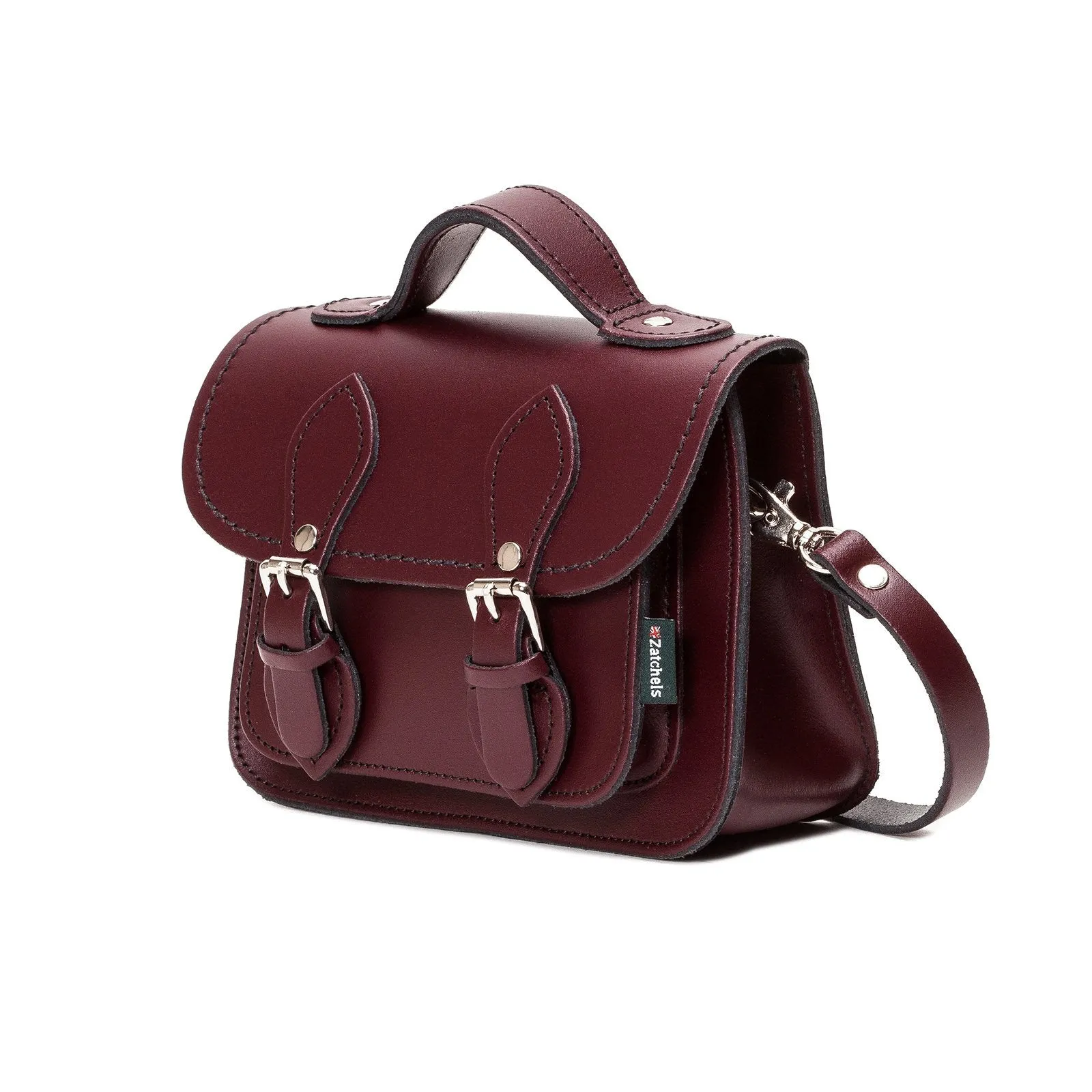 Handmade Leather Micro Satchel - Marsala Red