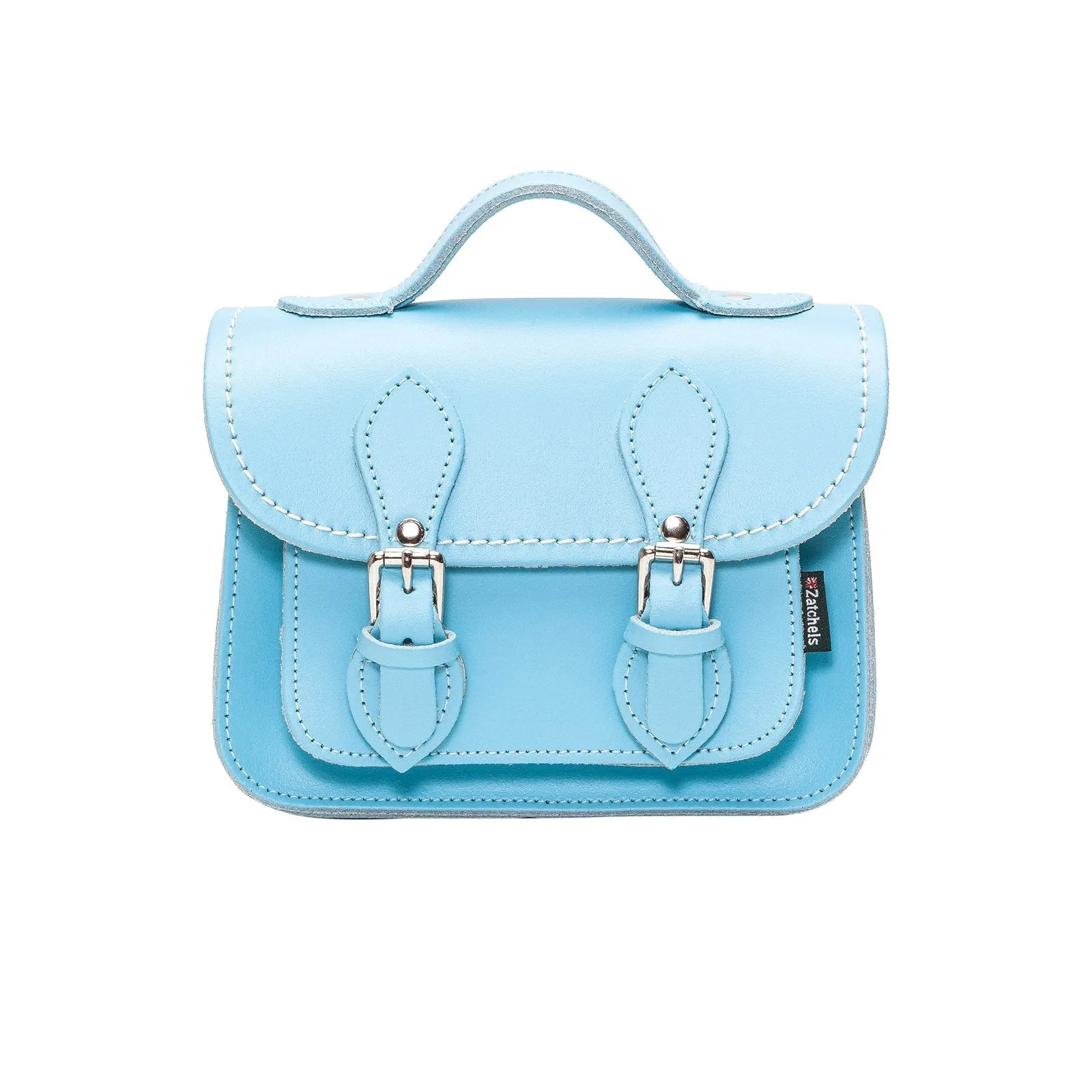 Handmade Leather Micro Satchel - Pastel Baby Blue