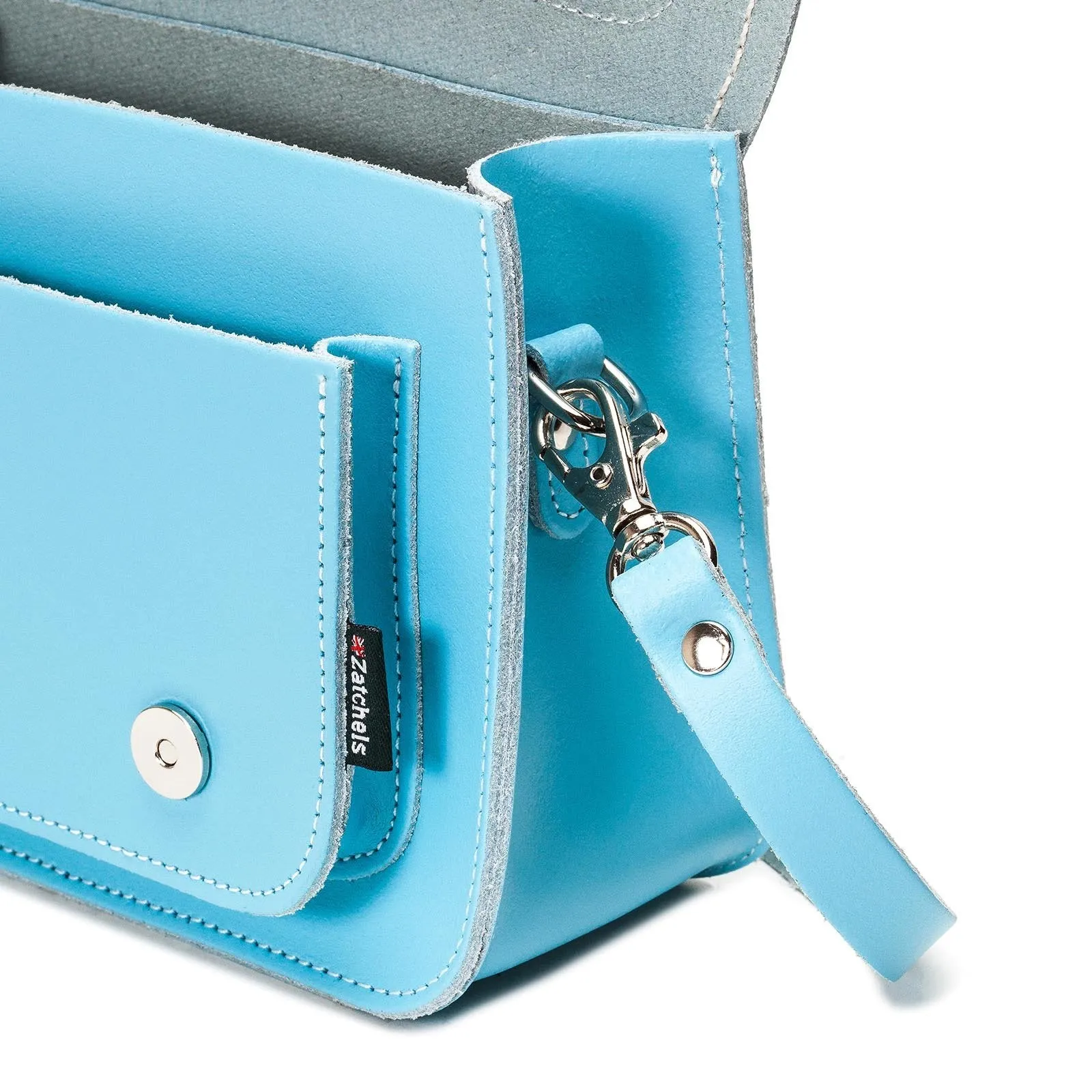 Handmade Leather Micro Satchel - Pastel Baby Blue