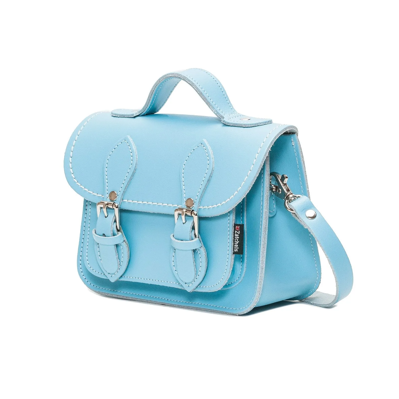 Handmade Leather Micro Satchel - Pastel Baby Blue