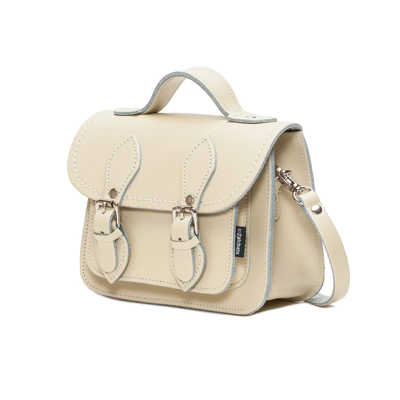 Handmade Leather Micro Satchel - Pastel Cream