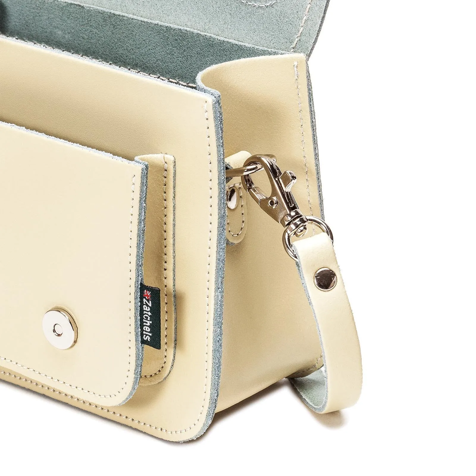 Handmade Leather Micro Satchel - Pastel Cream