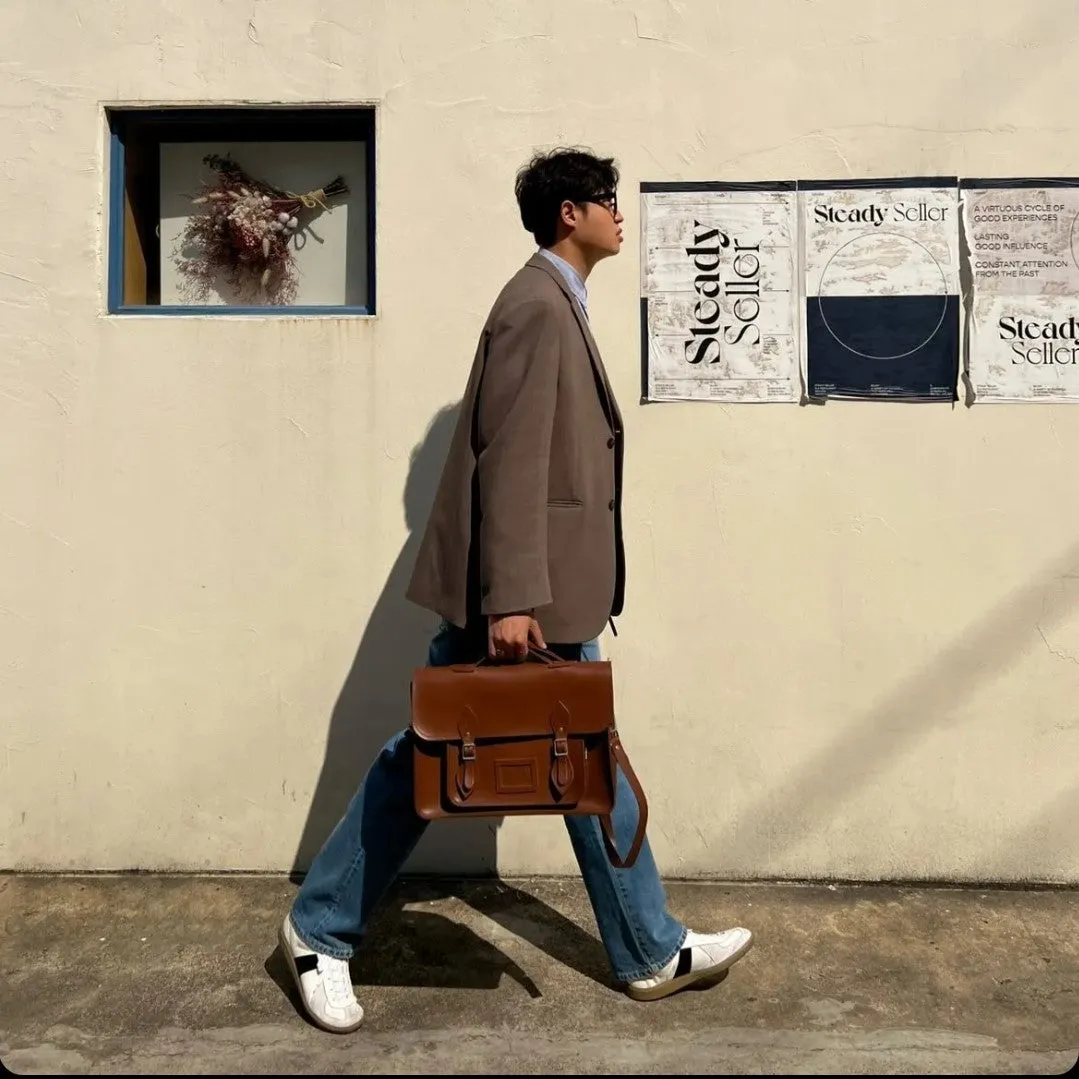 Handmade Leather Satchel - Chestnut