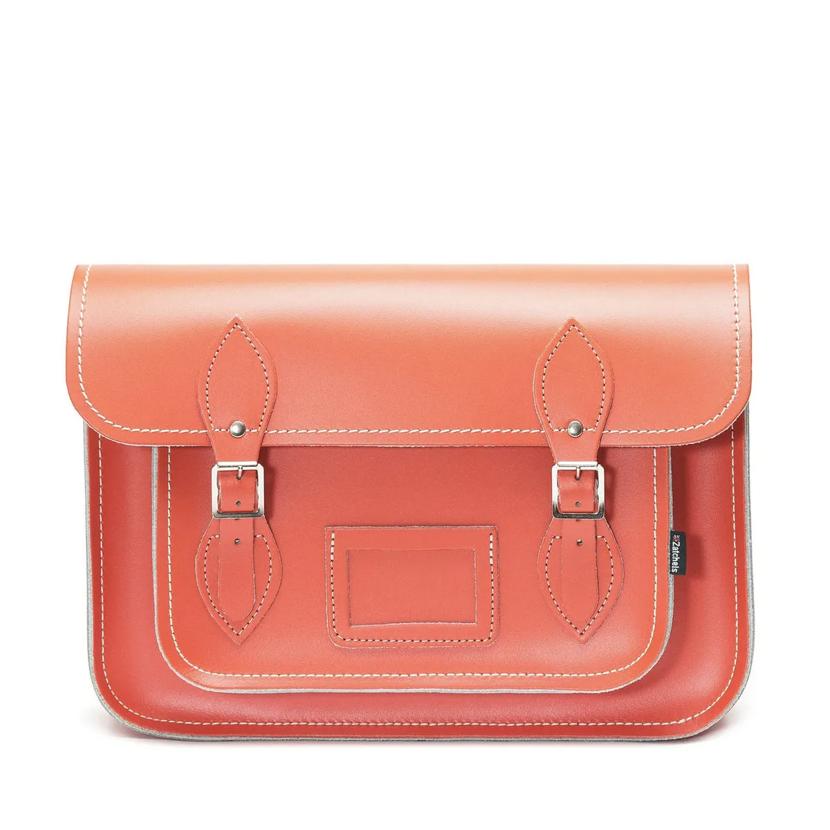 Handmade Leather Satchel - Coral