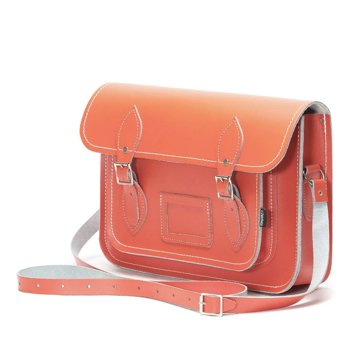 Handmade Leather Satchel - Coral