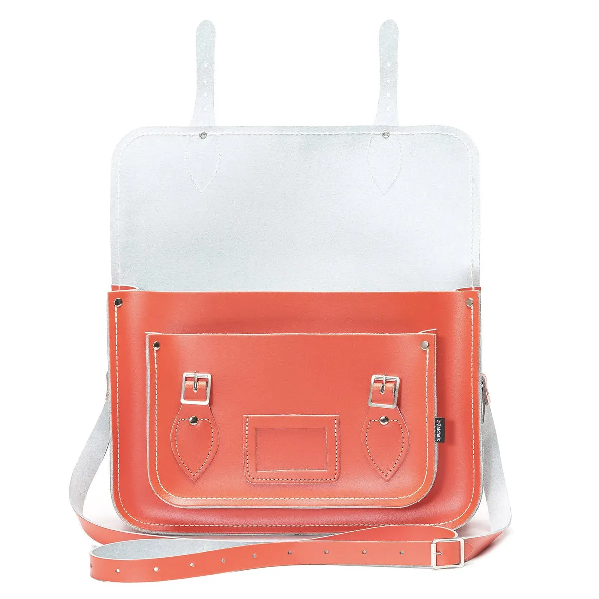 Handmade Leather Satchel - Coral