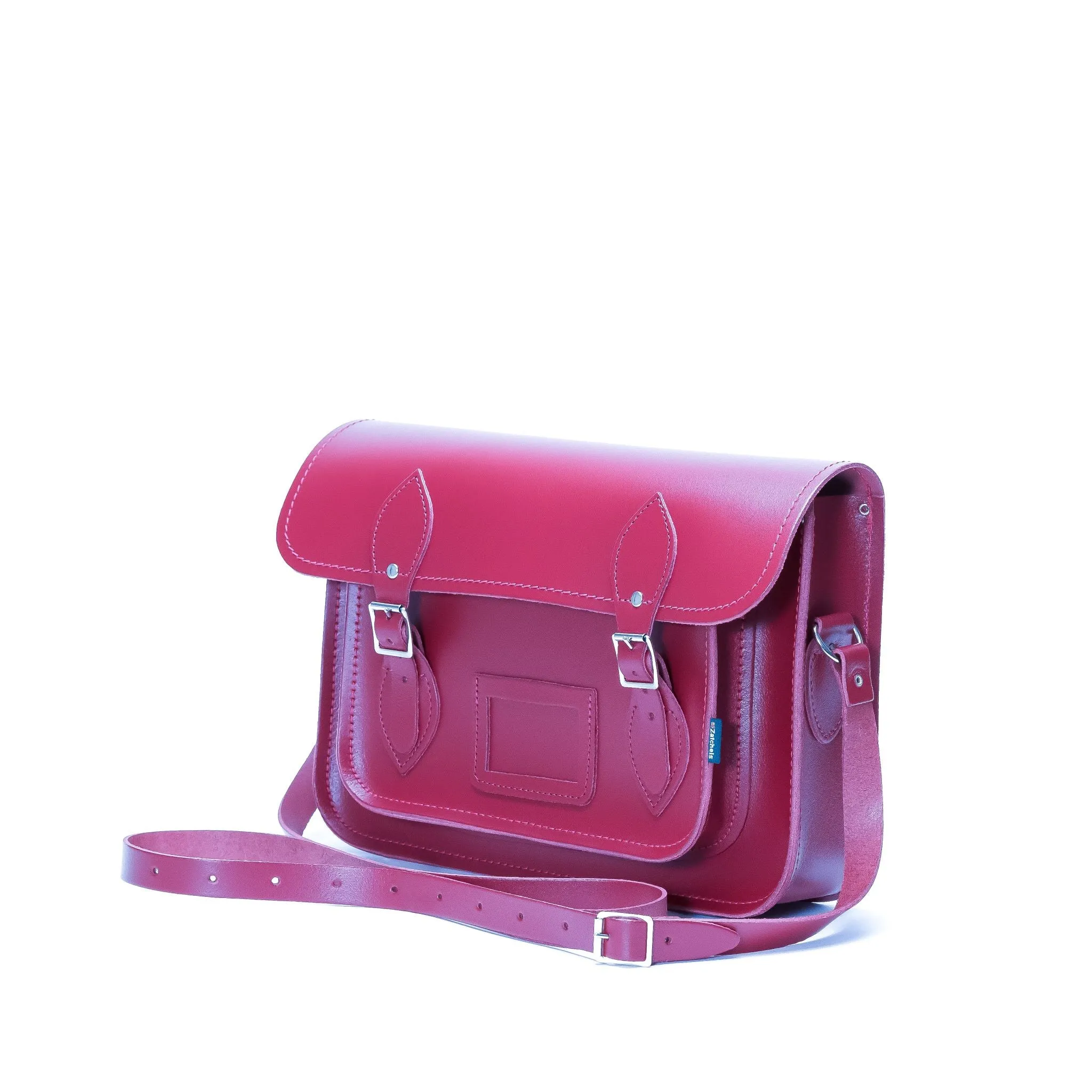 Handmade Leather Satchel - Magenta