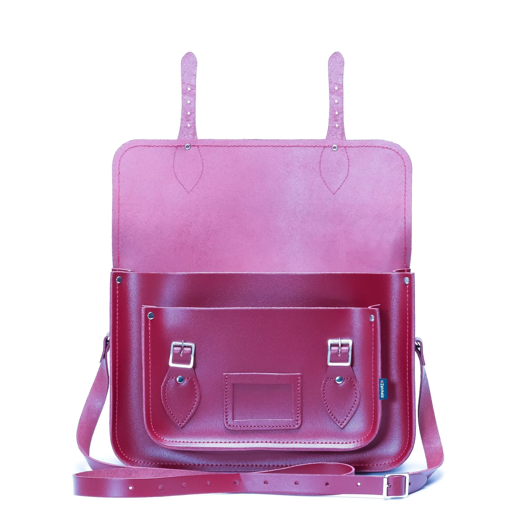 Handmade Leather Satchel - Magenta