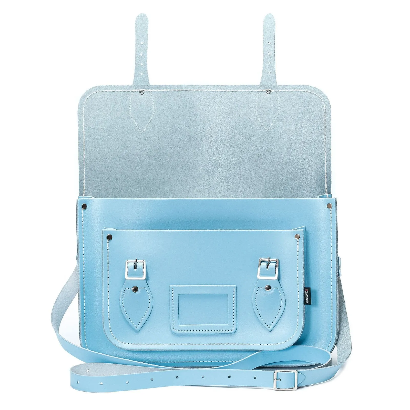 Handmade Leather Satchel - Pastel Baby Blue