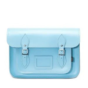 Handmade Leather Satchel - Pastel Baby Blue