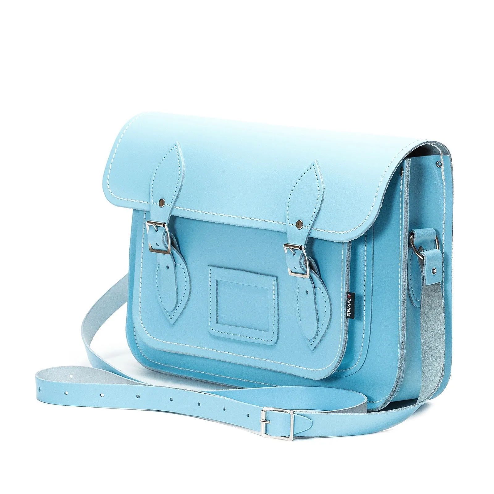 Handmade Leather Satchel - Pastel Baby Blue