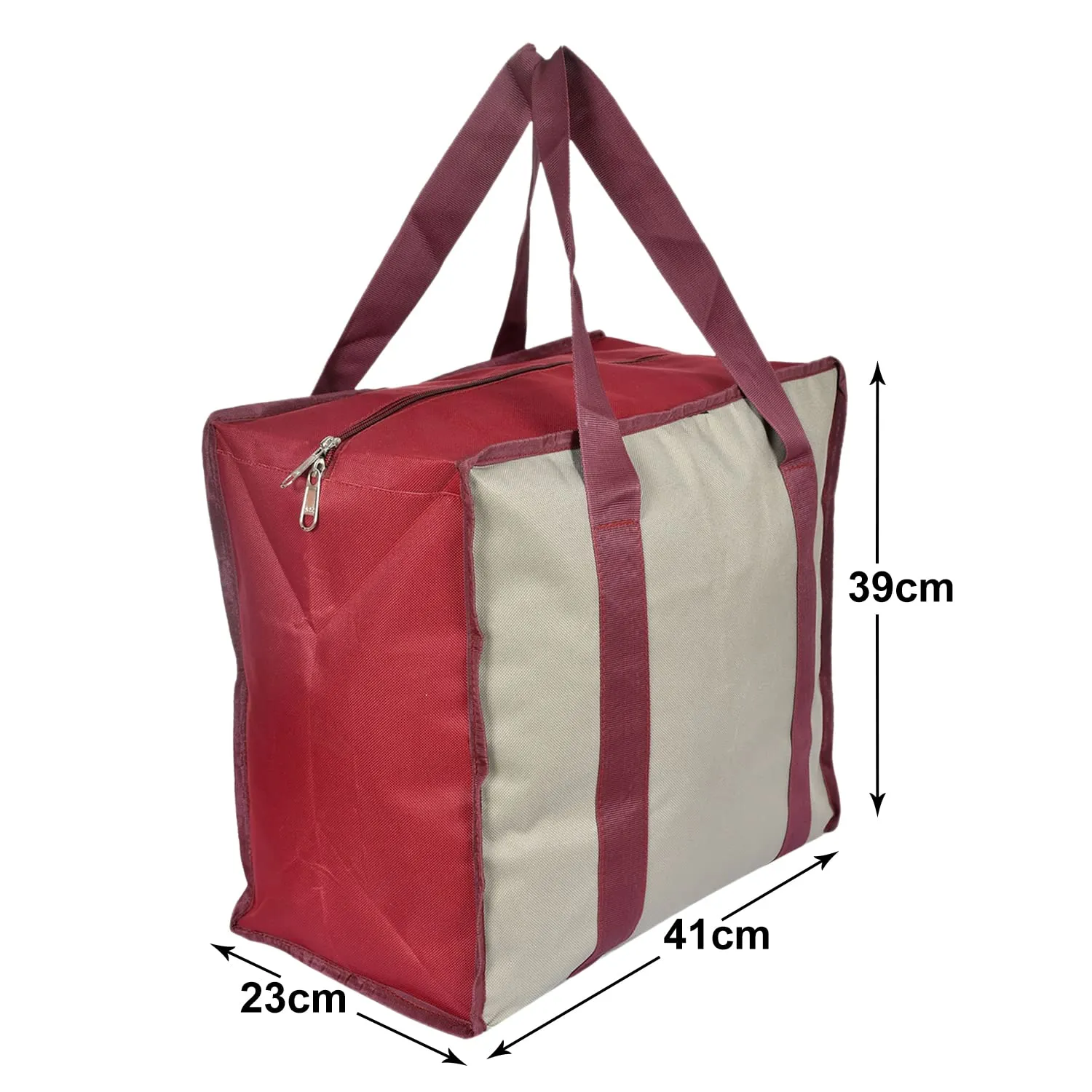 Heart Home Rexine Shopping Bags/Grocery Bag for Carry Grocery, Fruits, Vegetable with Handles Pack of 2 (Beige) 54HH4020.