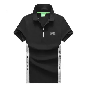 Hug Classic Cotton Tipping Slim Polo Black