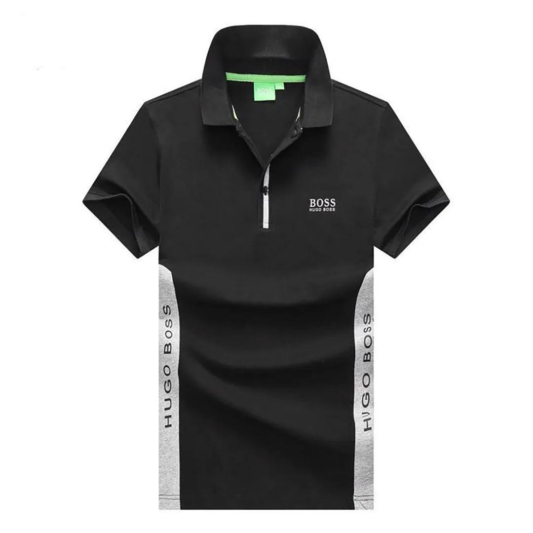 Hug Classic Cotton Tipping Slim Polo Black