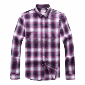 Lacoste Men's  100% Cotton Collar Button down Purple Striped Long Sleeve Shirt