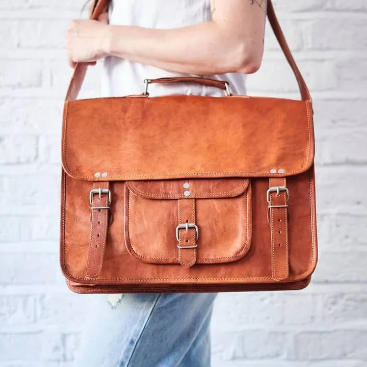 Large Satchel with Front Pocket and Handle