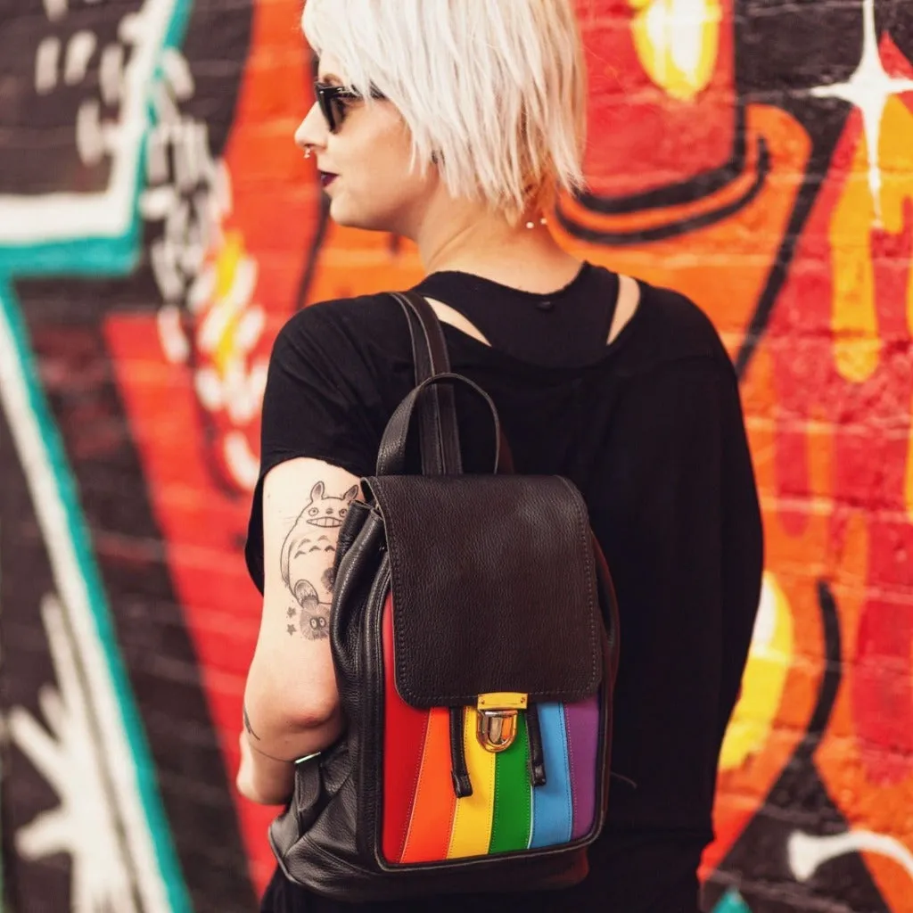 Leather Backpack - Pride Rainbow - Handmade in the UK