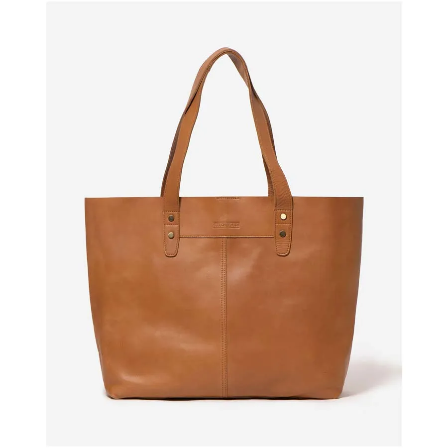 Leather Emma Tote Shoulder Bag - Almond