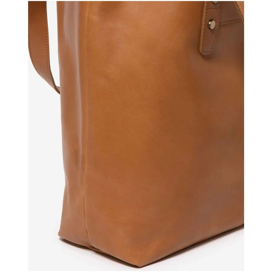 Leather Emma Tote Shoulder Bag - Almond