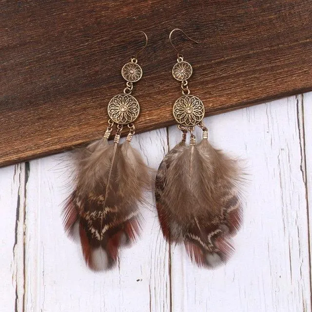 Leopard Feather Drop Earring