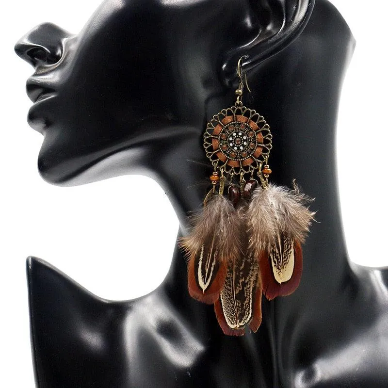 Leopard Feather Drop Earring