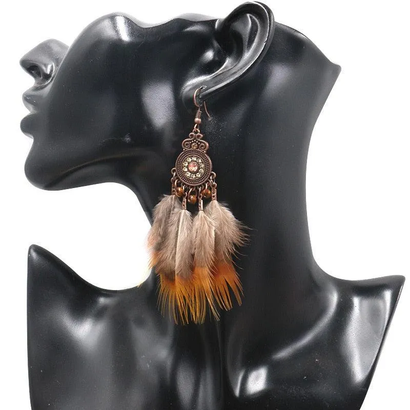 Leopard Feather Drop Earring